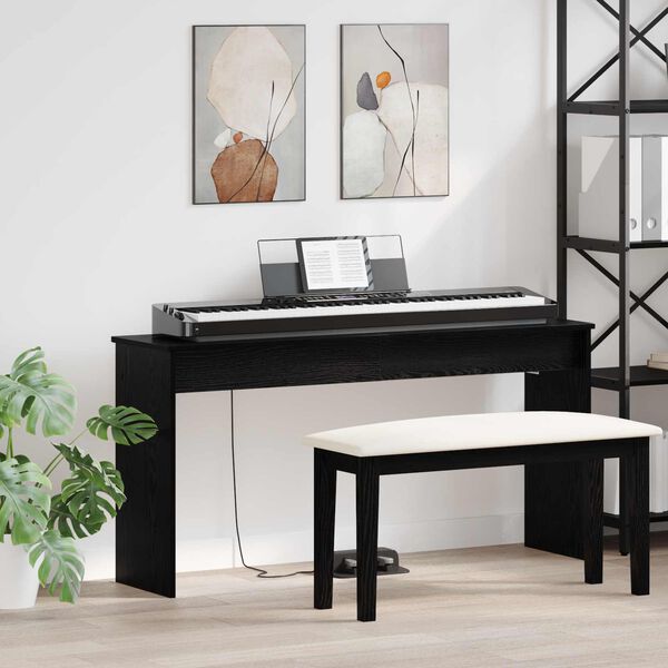 vidaXL Stand de clavier Ch&ecirc;ne noir 130 x 32 x 64 cm Bois d'ing&eacute;nierie