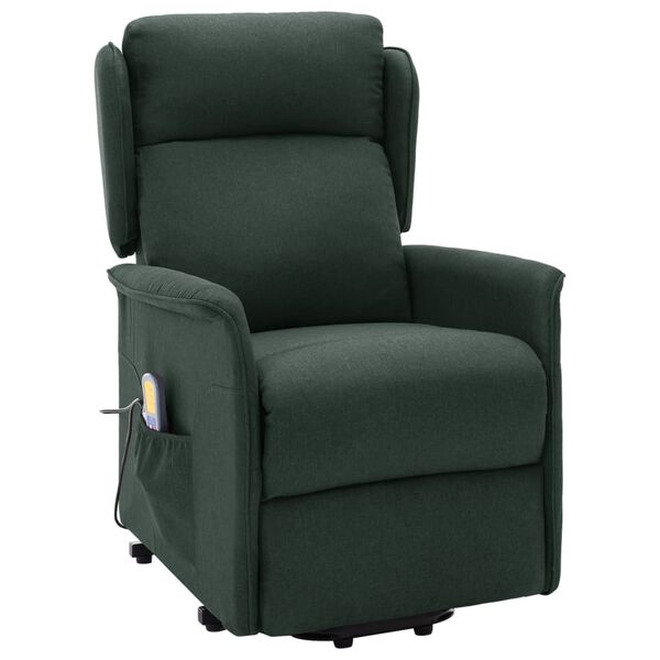 vidaXL Fauteuil de massage Vert foncé Tissu