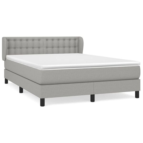 vidaXL Sommier &agrave; lattes de lit avec matelas Gris clair 140x200cm Tissu