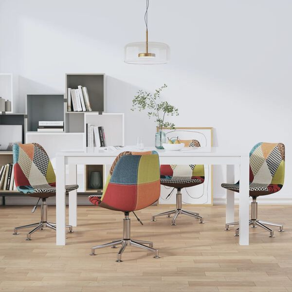vidaXL Chaises pivotantes &agrave; manger lot de 4 Patchwork Tissu