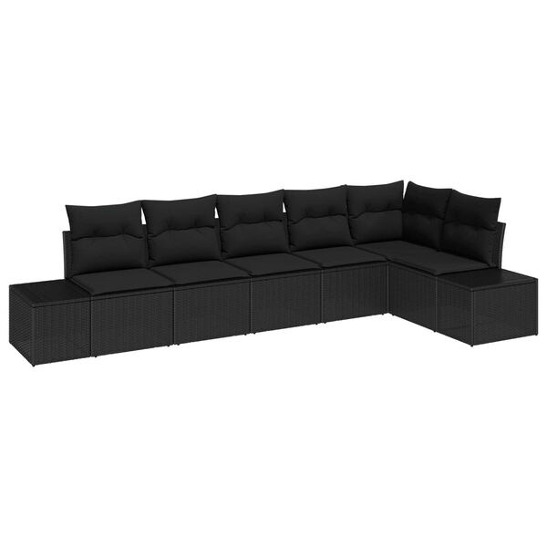 vidaXL Ensemble de canap&eacute; de jardin avec coussin 6 pcs Noir polyrotin