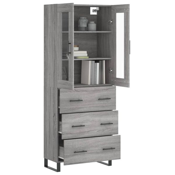 vidaXL Buffet haut Sonoma gris 69,5x34x180 cm Bois d'ing&eacute;nierie