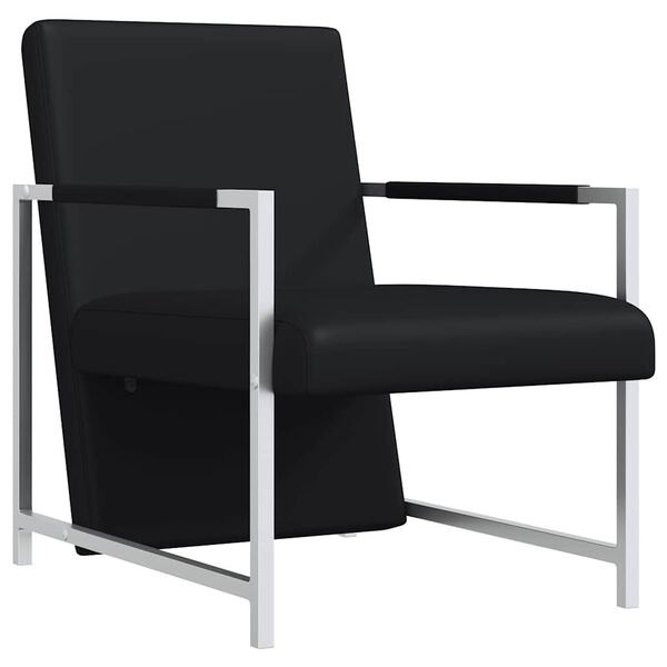 vidaXL Fauteuil avec pieds chromés Noir Similicuir