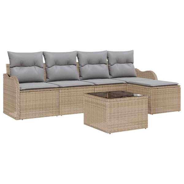 vidaXL Ensemble de canap&eacute; de jardin Beige polyrotin
