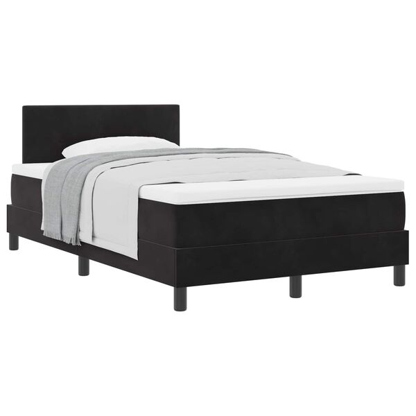 vidaXL Lit &agrave; ressorts avec matelas Noir 120 x 190 cm Velours