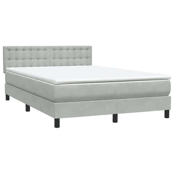 vidaXL Sommier &agrave; lattes de lit et matelas gris clair 160x210cm velours