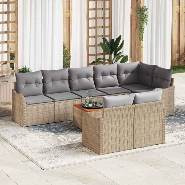 vidaXL Ensemble de canap&eacute; de jardin 9 pcs Beige et Gris clair