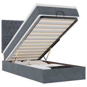 vidaXL Cadre de lit ottoman avec matelas gris fonc&eacute; 80x200 cm velours