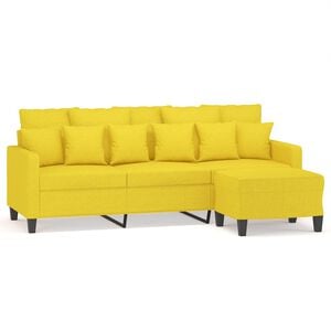vidaXL Canap&eacute; &agrave; 3 places avec repose-pieds Jaune clair 180 cm Tissu