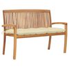 vidaXL Banc de jardin empilable et coussin 128,5cm Bois de teck massif