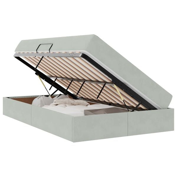 vidaXL Lit avec rangement et matelas Gris clair 120 x 190 cm Velours
