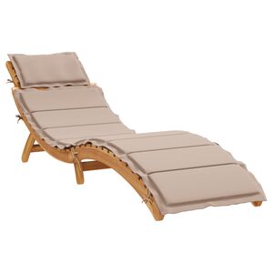vidaXL Chaise longue avec coussin taupe bois d'acacia solide