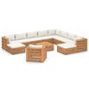 vidaXL Salon de jardin 12 pcs avec coussin cr&egrave;me bois de teck solide
