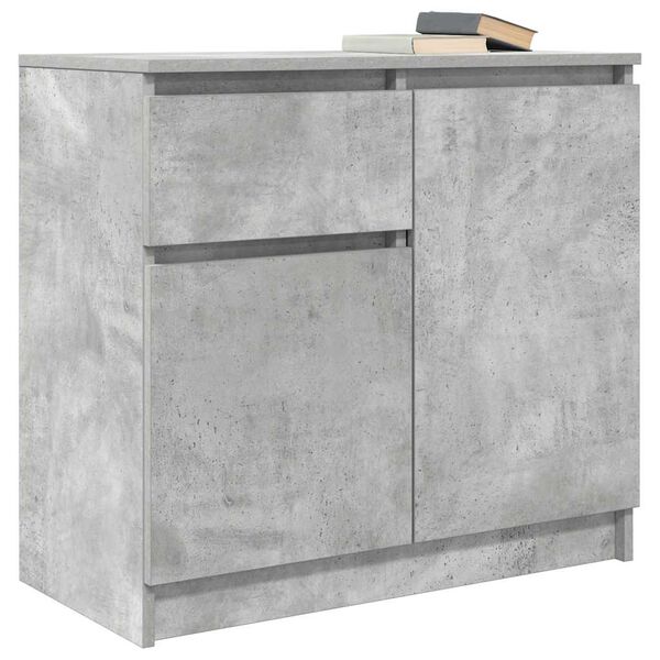 vidaXL Buffet avec tiroir gris b&eacute;ton 71x35x65 cm bois d'ing&eacute;nierie