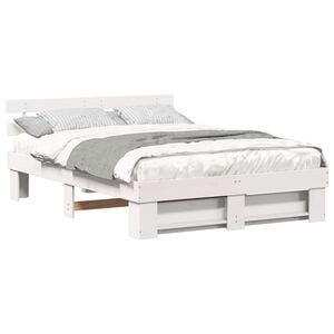 vidaXL Cadre de lit avec t&ecirc;te de lit Blanc 160 x 200 cm Pin massif