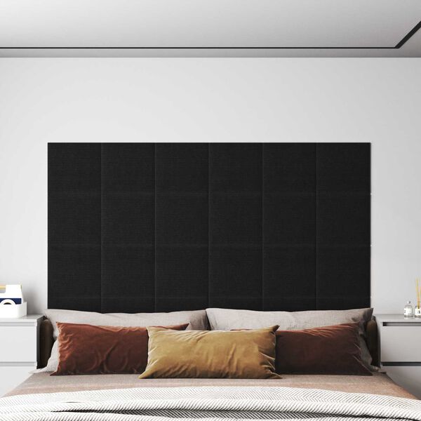 vidaXL T&ecirc;te de lit murale 12 pcs Noir 30 x 30 cm tissu