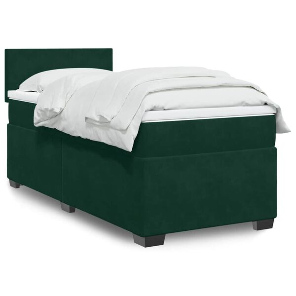 vidaXL Sommier &agrave; lattes de lit avec matelas Vert fonc&eacute; 90x190 cm