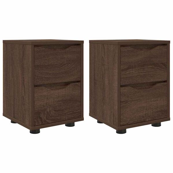 vidaXL Tables de chevet avec tiroir 2 pcs Ch&ecirc;ne brun 30,5 x 30 x 43 cm