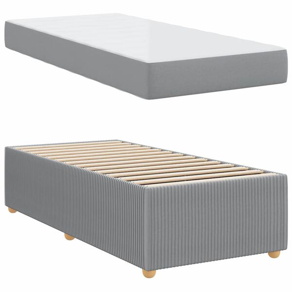 vidaXL Cadre de lit avec matelas Gris clair 100 x 200 cm tissu