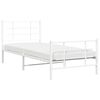 vidaXL Cadre de lit m&eacute;tal sans matelas avec pied de lit blanc 90x200cm