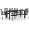 vidaXL Ensemble &agrave; manger de jardin 9 pcs noir verre et acier