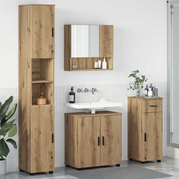 vidaXL Ensemble de mobilier de salle de bain 4 pcs Ch&ecirc;ne artisanal
