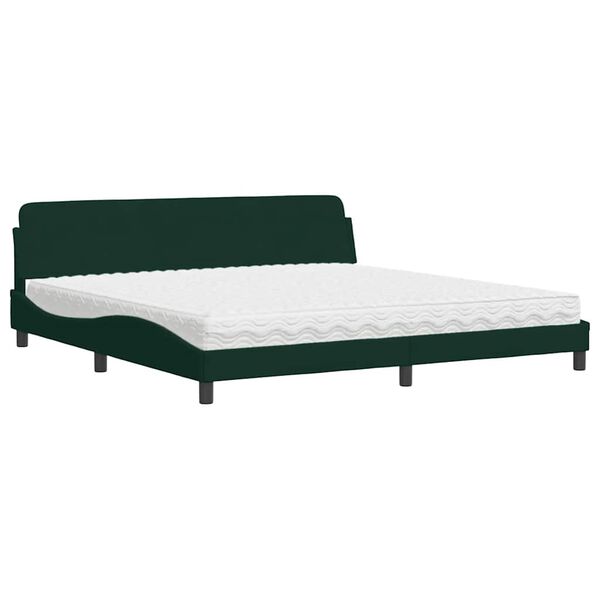 vidaXL Lit avec matelas Dover vert fonc&eacute; 200x200 cm velours