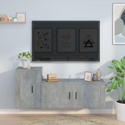 vidaXL Ensemble de meubles TV 2 pcs gris béton bois d'ingénierie