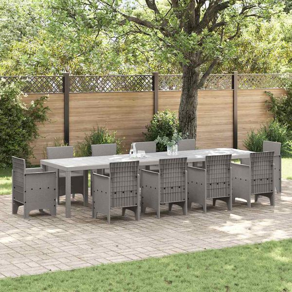 vidaXL Table de Jardin Gris clair 350 x 100 x 74 cm polyrotin