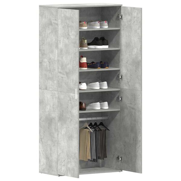 vidaXL Cabinet &agrave; chaussures avec &eacute;tag&egrave;re Gris b&eacute;ton 80 x 39 x 178 cm