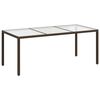 vidaXL Table de jardin Marron 190x90x75 cm Verre tremp&eacute;/r&eacute;sine tress&eacute;e