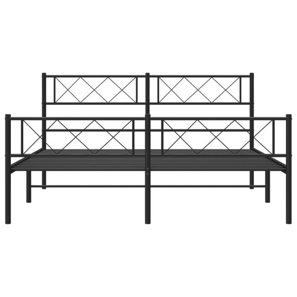 vidaXL Cadre de lit m&eacute;tal sans matelas avec pied de lit noir 140x190cm