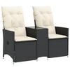 vidaXL Canap&eacute; de jardin inclinable 2 places avec table noir poly rotin