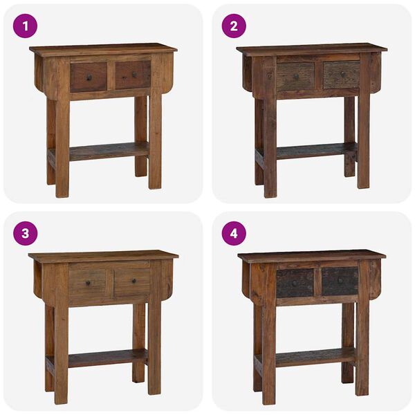 vidaXL Table console bois de r&eacute;cup&eacute;ration m&eacute;lang&eacute; 80x35x80 cm