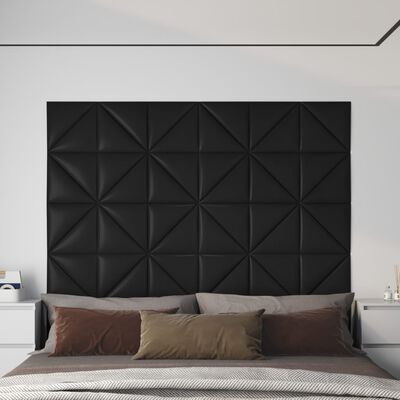 vidaXL Panneaux muraux 12 pcs Noir 30x30 cm Similicuir 0,54 m²