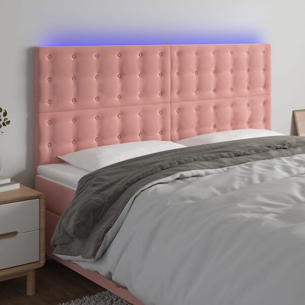 vidaXL T&ecirc;te de lit &agrave; LED Rose 180x5x118/128 cm Velours