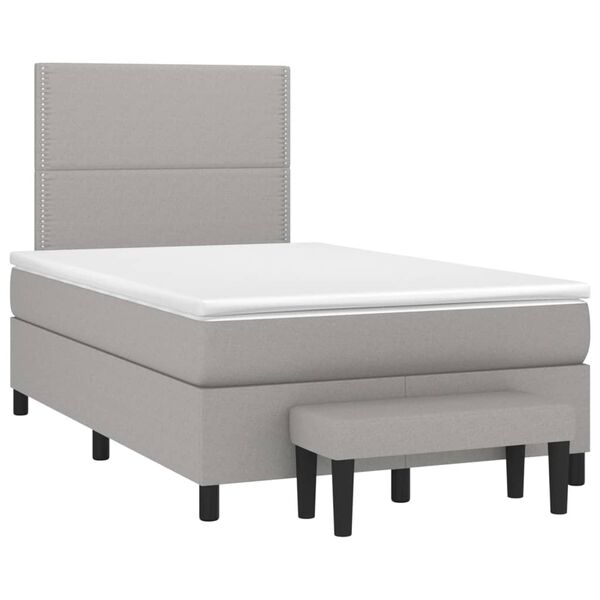 vidaXL Sommier &agrave; lattes de lit avec matelas Gris clair 120x200cm Tissu