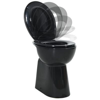 vidaXL Toilette haute sans bord fermeture douce 7 cm Céramique Noir