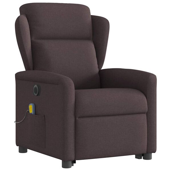 vidaXL Fauteuil inclinable de massage &eacute;lectrique Marron fonc&eacute; Tissu