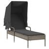 vidaXL Chaise longue avec auvent et table gris résine tressée