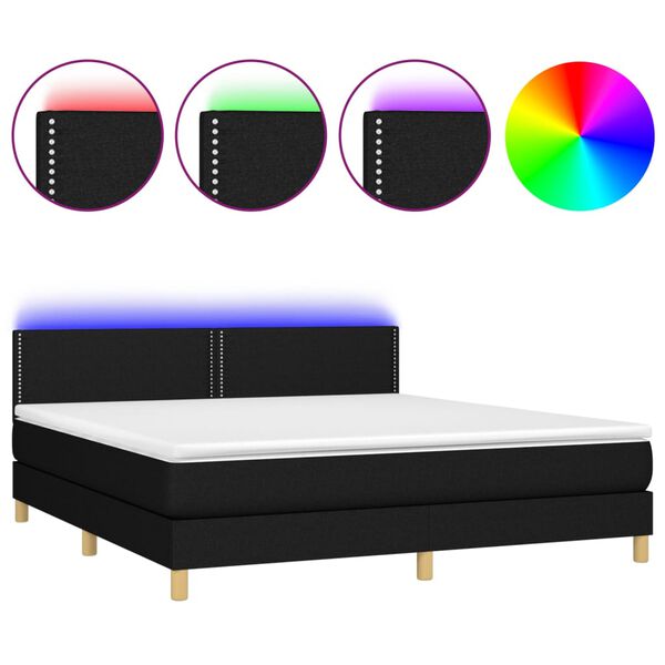 vidaXL Sommier &agrave; lattes de lit avec matelas LED Noir 160x200 cm Tissu