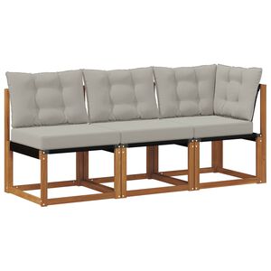 vidaXL Canap&eacute; d&rsquo;ext&eacute;rieur milieu et coin avec coussin 3 Pi&egrave;ce Naturel