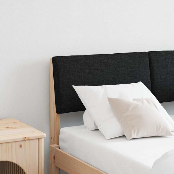 vidaXL T&ecirc;te de lit capitonn&eacute;e Noir 120 cm Pin massif