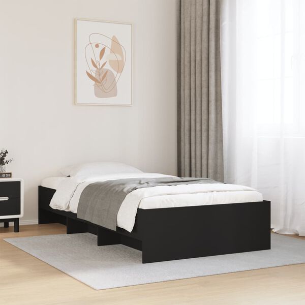 vidaXL Cadre de lit sans matelas noir 90x200 cm bois d'ing&eacute;nierie
