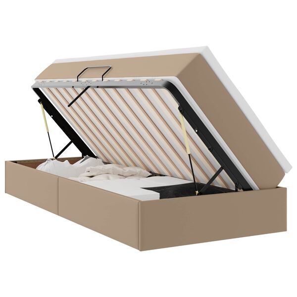 vidaXL Lit avec rangement et matelas Cappuccino 90 x 190 cm