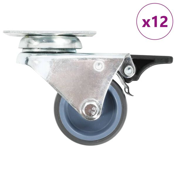 vidaXL 12 pcs Roulettes pivotantes doubles 50 mm