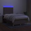 vidaXL Sommier &agrave; lattes de lit matelas et LED taupe 120x190 cm tissu