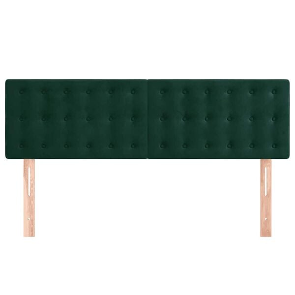 vidaXL T&ecirc;tes de lit 2 pcs Vert fonc&eacute; 72x5x78/88 cm Velours