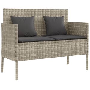 vidaXL Banc de jardin avec coussins gris clair r&eacute;sine tress&eacute;e