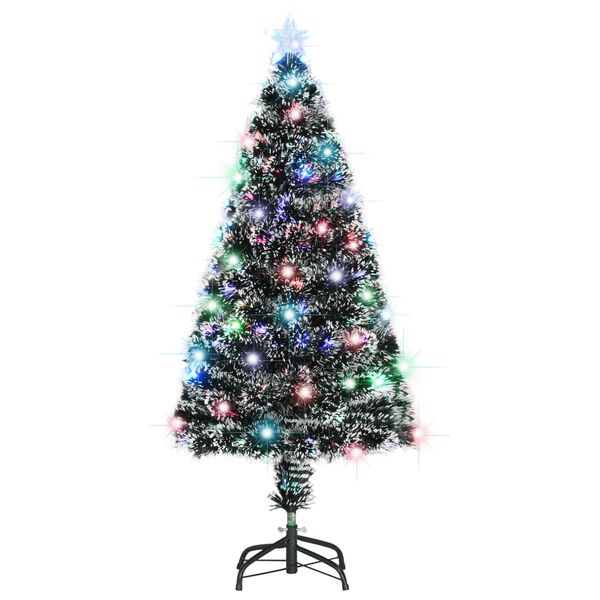 vidaXL Arbre de No&euml;l pr&eacute;-&eacute;clair&eacute; avec support et LED 120 cm fibre optique